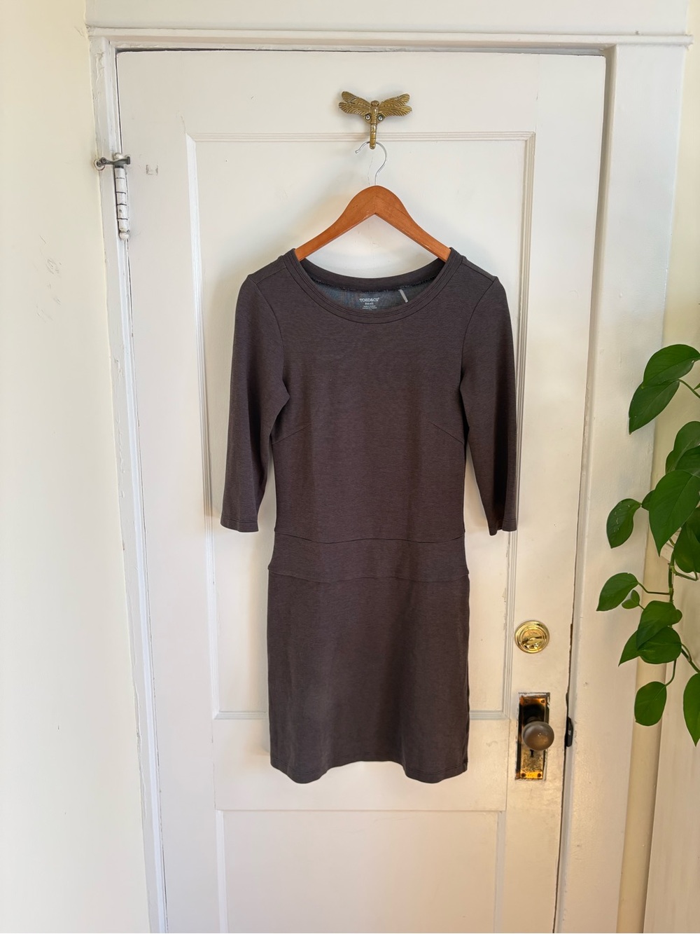 Toad&Co Women’s Nixi Dark Gray Knit 3/4 Sleeve Dress Small